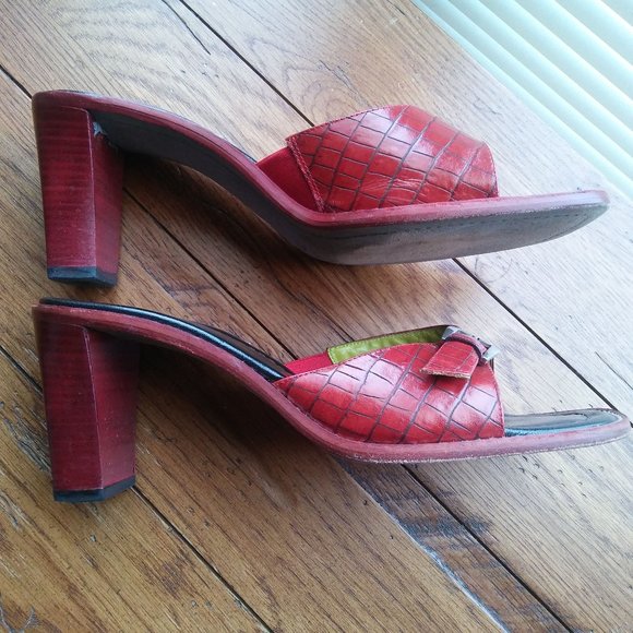 Donald J Pliner red leather square toe sandals - Picture 3 of 8